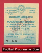 Oldham Athletic v Manchester United 1990 – Semi Final Replay Ticket