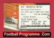Manchester United v Newcastle United 2004 – Match Ticket