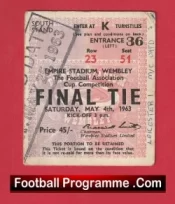Manchester United v Leicester City 1963 – FA Cup Final Football Ticket