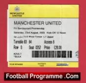 Newcastle United v Manchester United 2003 – Football Ticket
