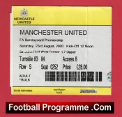 Newcastle United v Manchester United 2003 – Football Ticket