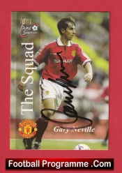 Manchester United Gary Neville Autograph Signed Football Card Man Utd