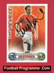 Manchester United Gary Neville Autograph Signed Football Card Man Utd
