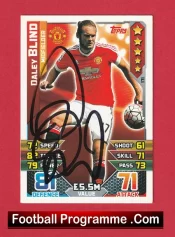 Manchester United Daley Blind Autograph Signed Football Card Man Utd