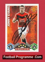 Manchester United Jonny Evans Autographed Signed Football Card Man Utd