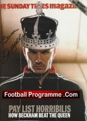Manchester United David Beckham Signed Sunday Times Cover Picture