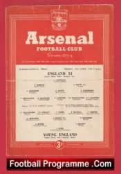 England v Young England 1954 – At Arsenal + Duncan Edwards