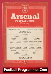 England v Young England 1954 – At Arsenal + Duncan Edwards