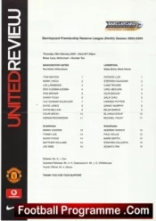 Manchester United v Liverpool 2004 – Reserves Match Ole Solskjaer