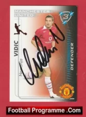 Manchester United Nemanja Vidic Autograph Signed Football Card Man Utd