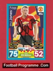 Manchester United Phil Jones Autograph Signed Football Card Man Utd