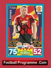 Manchester United Phil Jones Autograph Signed Football Card Man Utd