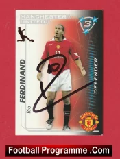 Manchester United Rio Ferdinand Autograph Signed Football Card Man Utd