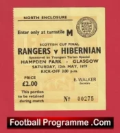 Glasgow Rangers v Hibernian Hibs 1979 – Cup Final Ticket