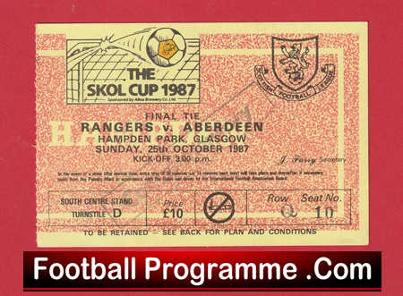 Glasgow Rangers v Aberdeen 1987 - Cup Final Ticket - Image 2