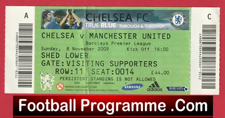 Chelsea v Manchester United 2009 - Football Ticket - Image 2