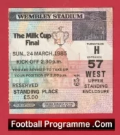Norwich City v Sunderland 1985 – League Cup Final Match Ticket