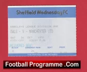 Sheffield Wednesday v Manchester United 1991 – Football Ticket