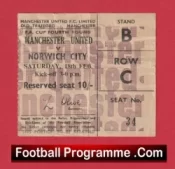 Manchester United v Norwich City 1967 – FA Cup Football Ticket