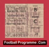 Manchester United v Norwich City 1967 – FA Cup Football Ticket