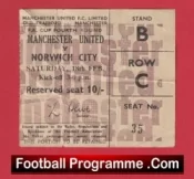 Manchester United v Norwich City 1967 – FA Cup Match Ticket
