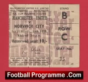 Manchester United v Norwich City 1967 – FA Cup Match Ticket