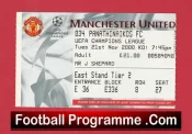 Manchester United v Panathinaikos 2000 – Match Ticket
