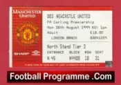 Manchester United v Newcastle United 1999 – Match Ticket