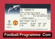 Manchester United v Glasgow Rangers 2003 – Match Ticket