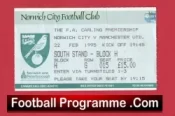 Norwich City v Manchester United 1995 – Football Match Ticket