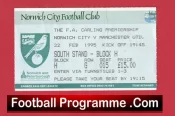 Norwich City v Manchester United 1995 – Football Match Ticket