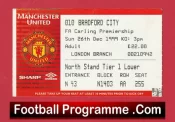 Manchester United v Bradford City 1999 – Football Ticket