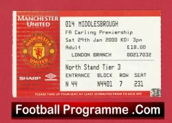  Manchester United v Arsenal 1998 - Charity Shield Ticket Treble Football Programme .COM Football Programmes Memorabilia