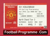 Manchester United v Middlesbrough 2000 – Match Ticket