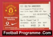 Manchester United v Bolton Wanderers 2002 – Match Ticket