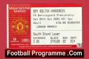 Manchester United v Bolton Wanderers 2001 – Match Ticket