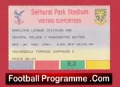 Crystal Palace v Manchester United 1991 – Football Ticket