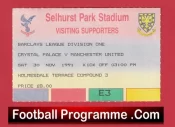 Crystal Palace v Manchester United 1991 – Football Ticket