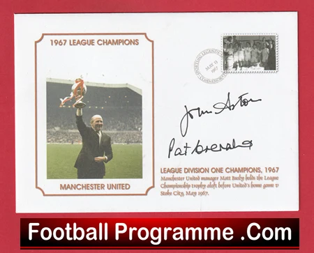 Manchester United John Aston + Paddy Crerand Autograph Signed FDC - Image 2