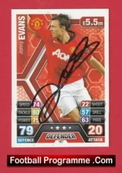 Manchester United Jonny Evans Autograph Signed Football Card Man Utd