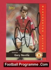 Manchester United Gary Neville Autograph Signed Football Card Man Utd
