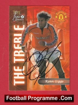  Manchester United Ryan Giggs Autographed Signed Football Card Man United Football Programme .COM Football Programmes Memorabilia