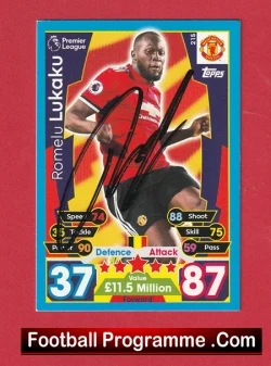  Manchester United Romelu Lukaku Autographed Signed Football Card Man Utd Football Programme .COM Football Programmes Memorabilia