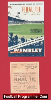 Leicester City v Wolves 1949 – FA Cup Final + Ticket