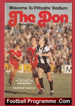 Aberdeen v Partick Thistle 1981 - Sir Alex Ferguson Manager - football programme
