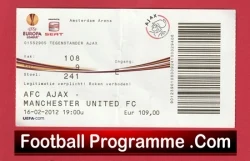 Ajax v Manchester United 2012 - Football Match Ticket Dutch - football memorabilia