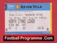 Aston Villa v Manchester United 2004 – Football Ticket