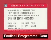 Barnsley v Manchester United 1998 – FAC Replay Football Ticket