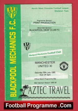 Blackpool v Manchester United 1995 - Man Utd Friendly Game - football programme