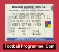 Bolton Wanderers v Manchester United 1997 – Football Ticket